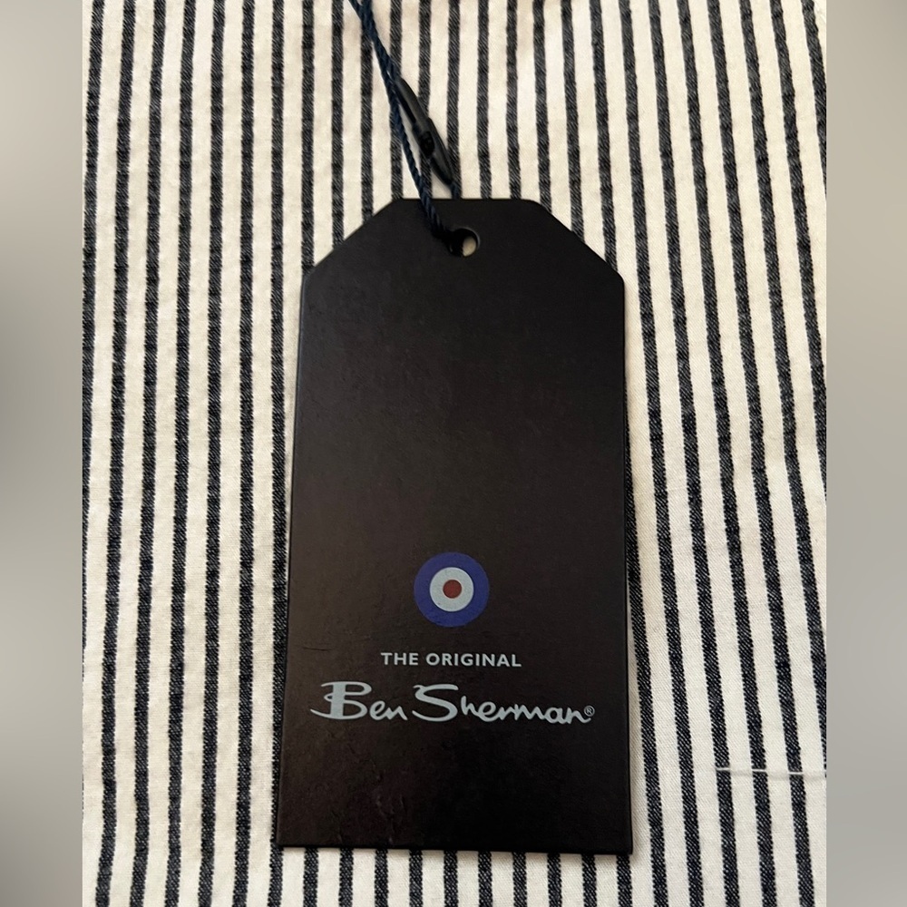 NWT- Ben Sherman Men's Seersucker 7.5" Shorts White / Navy Blue Stripes Sz 32 - Picture 7 of 7